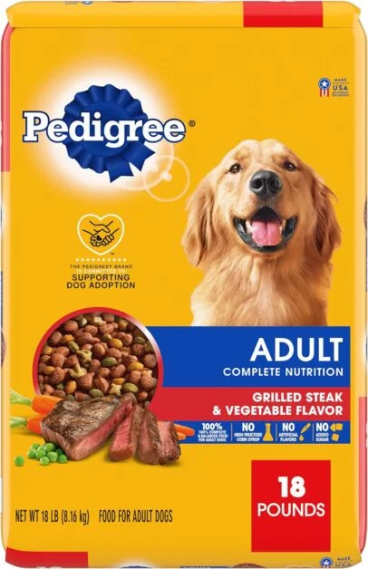 Pedigree Complete Nutrition Adult Dry Dog Food Grilled Steak  Vegetable Flavor Dog Kibble, 18 lb. Bag