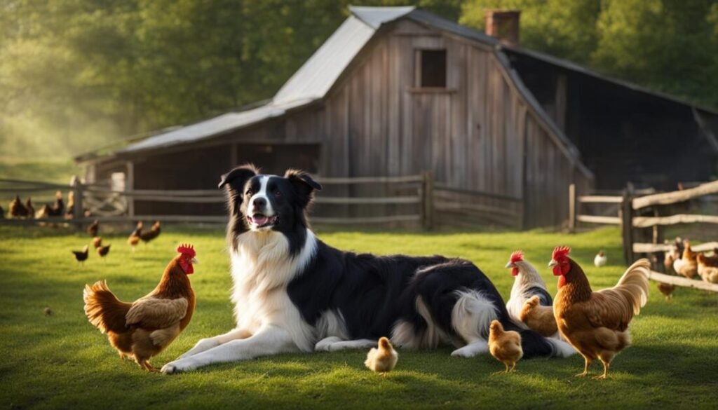 dogs and chickens coexisting